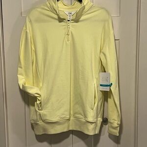 Athleta Girl Light Yellow All Day 1/4 Zip Sweatshirt sz XXL NWT